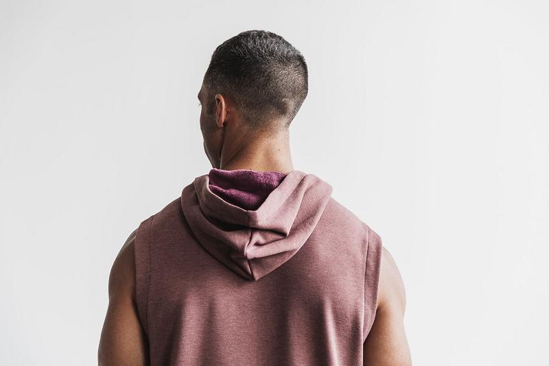 Men's Nobull Microplush Sleeveless Hoodie Pink | SG T2512C